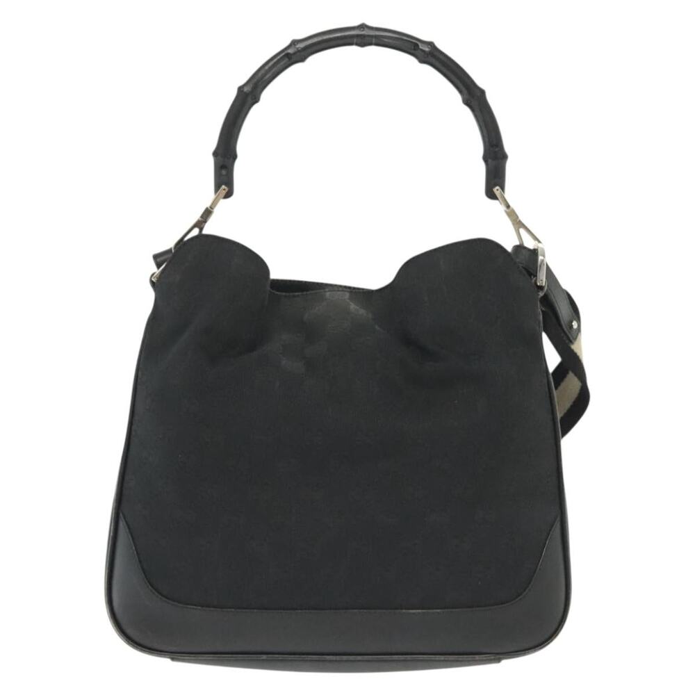 GUCCI Bamboo GG Canvas Hand Bag Black Silver 001 001 - Picture 3 of 16